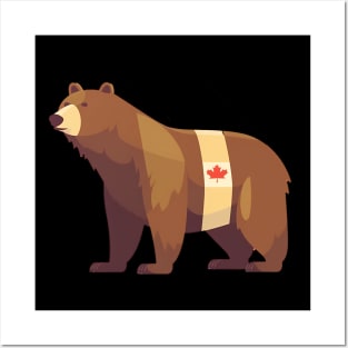 Bear with Maple leafs Canada, Canadian Flag Posters and Art